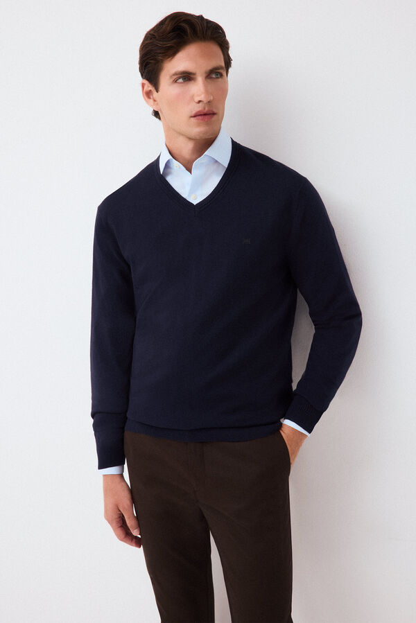 Pedro del Hierro Premium cotton silk cashmere knit jumper Blue