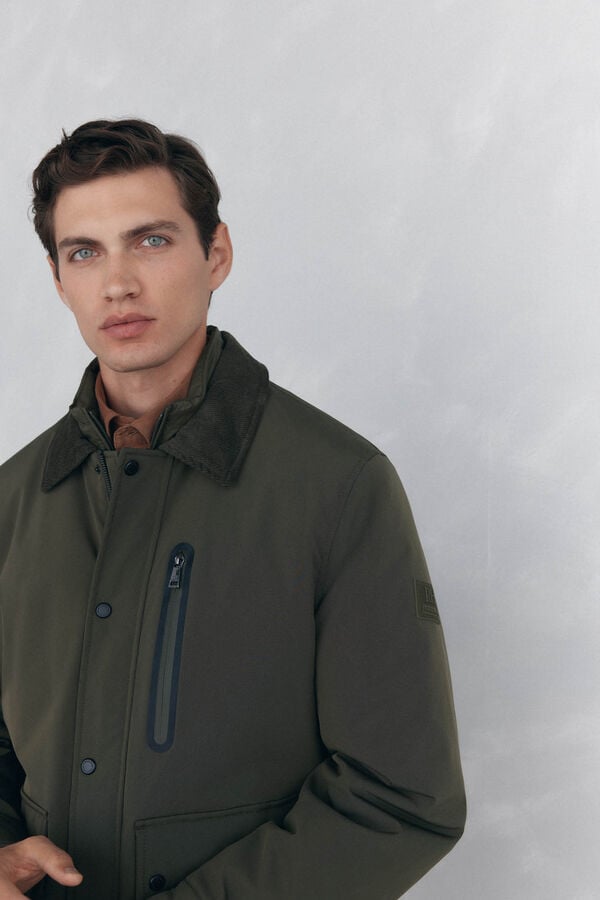 Pedro del Hierro Jacket with wool neck Green