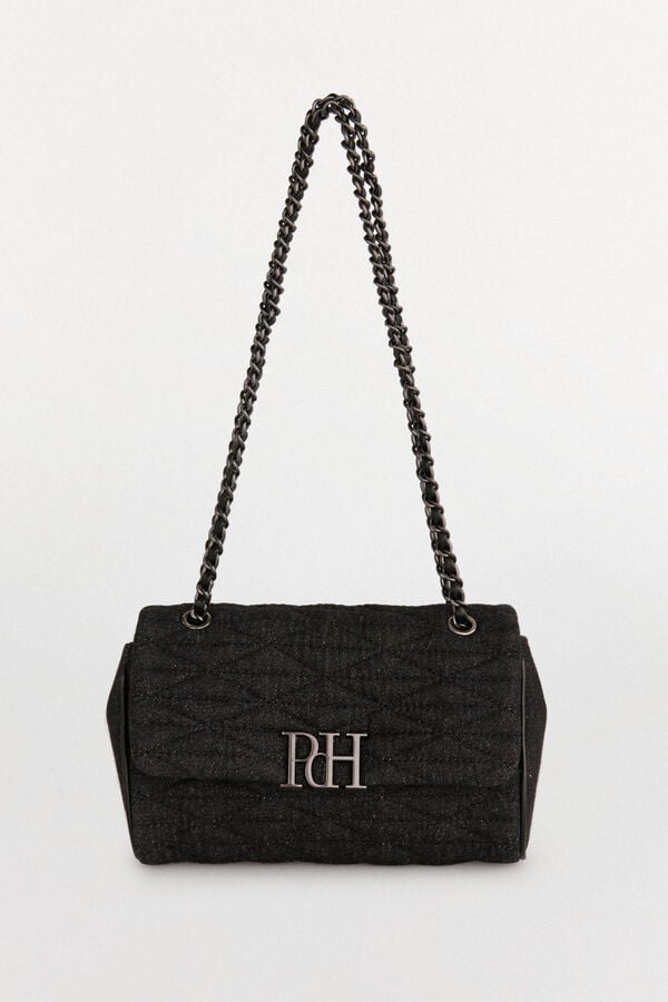 Pedro del Hierro Quilted crossbody bag with chain Grey