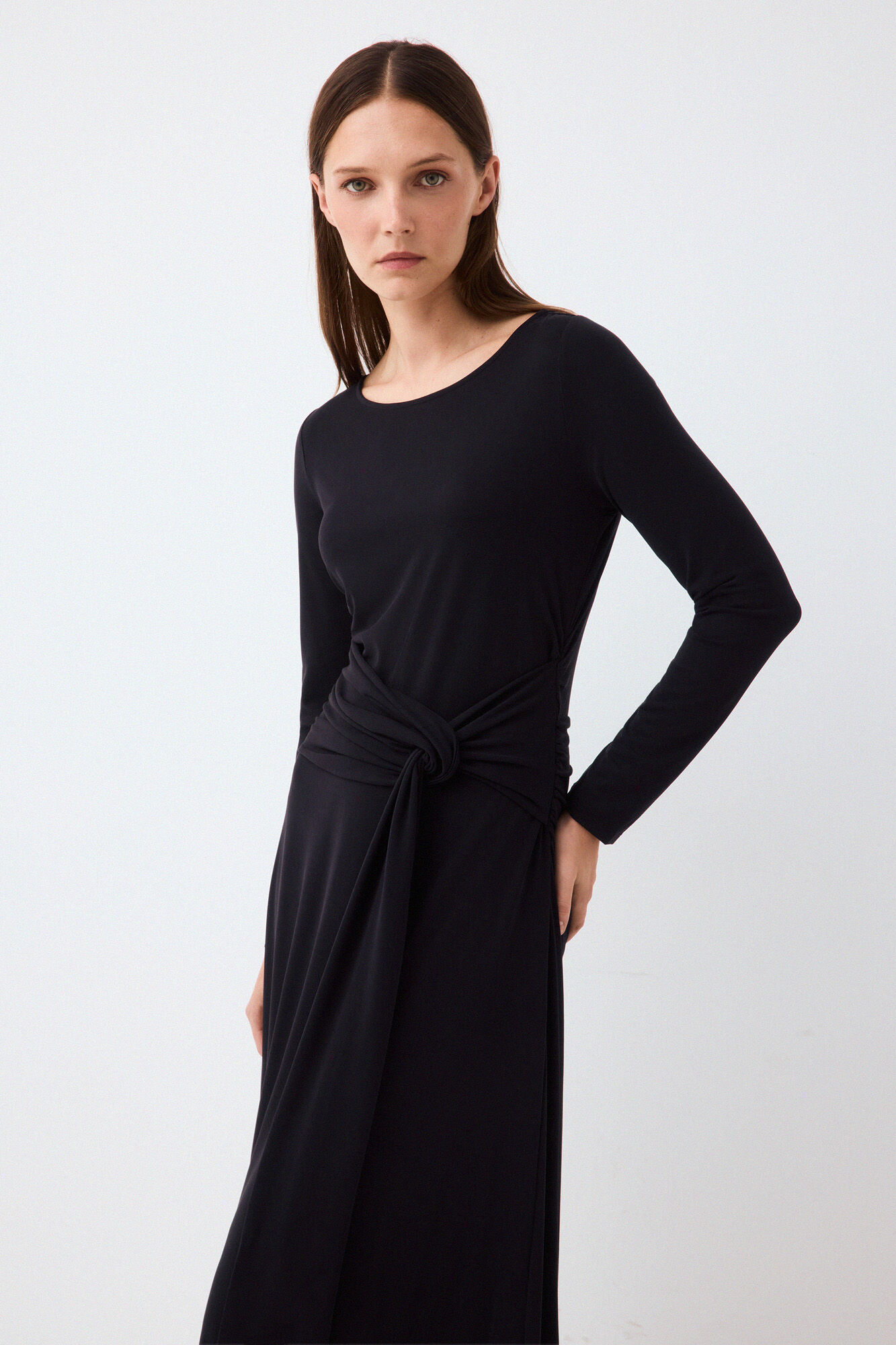 Pedro del Hierro Fluid long sleeve dress with knot detail