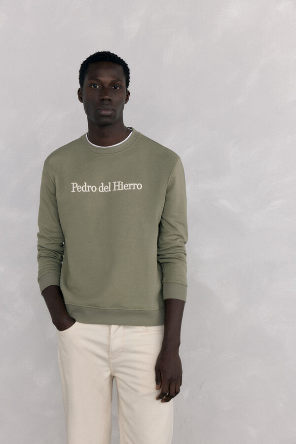 Pedro del Hierro Sweatshirt logo crew neck Green