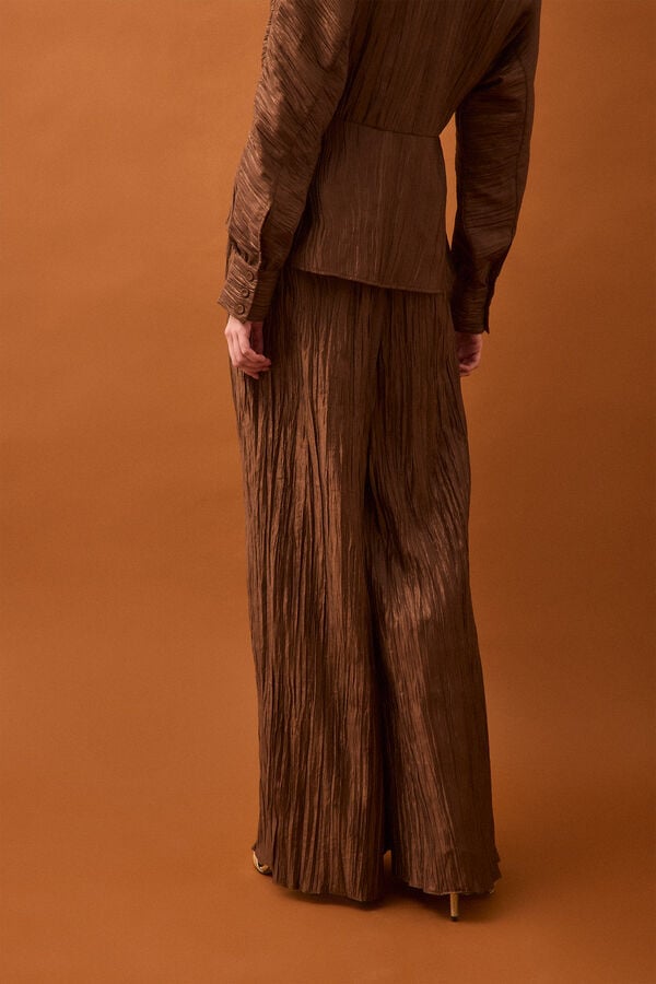 Pedro del Hierro Pleated palazzo trousers Brown