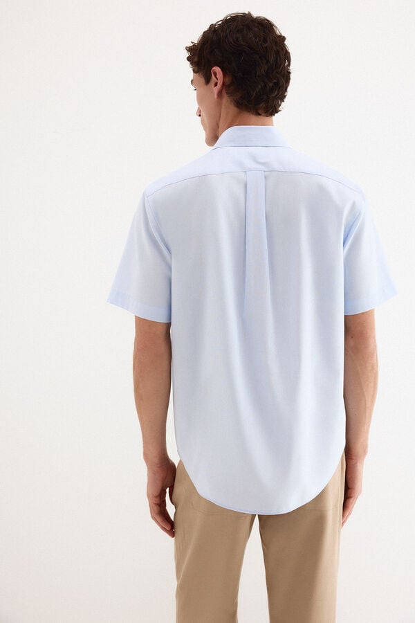 Pedro del Hierro Plain non-iron short sleeve shirt Blue