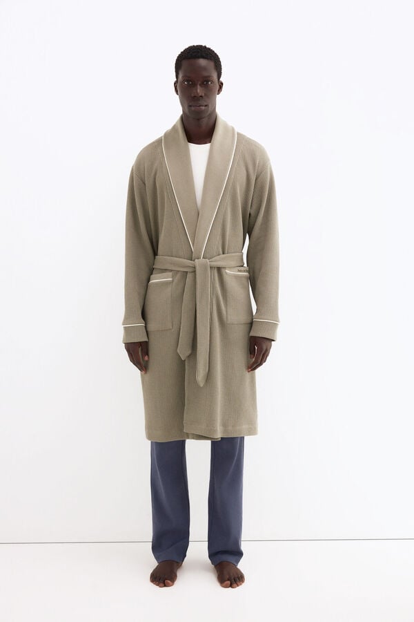 Pedro del Hierro Spanish cotton waffle robe Green
