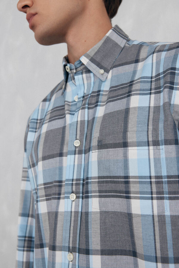 Pedro del Hierro Soft checkered twill Grey