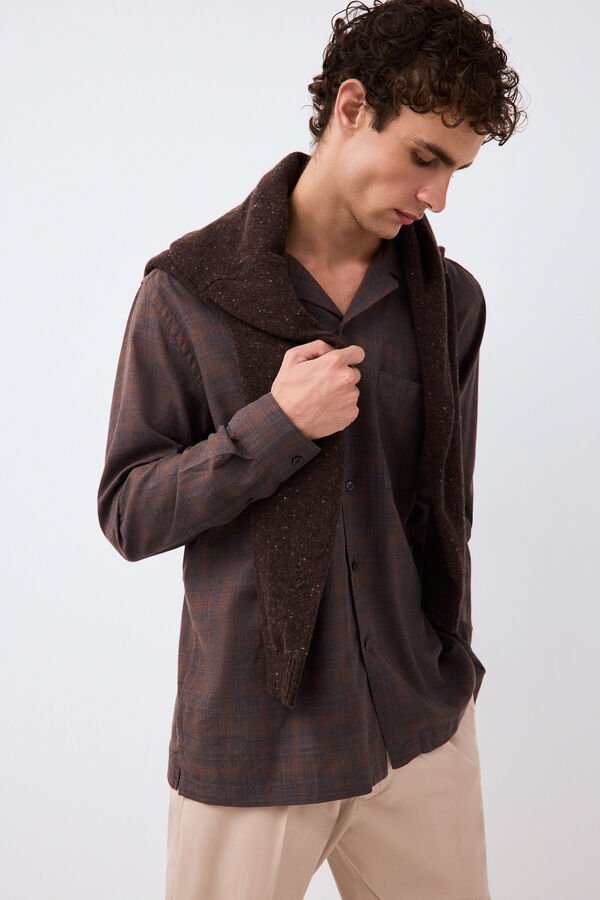 Pedro del Hierro Italian fabric plaid shirt Brown