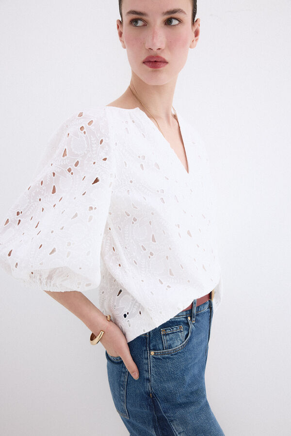 Pedro del Hierro Openwork elbow sleeve top White