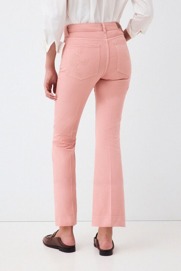 Pedro del Hierro Embroidered cropped flare jeans Pink