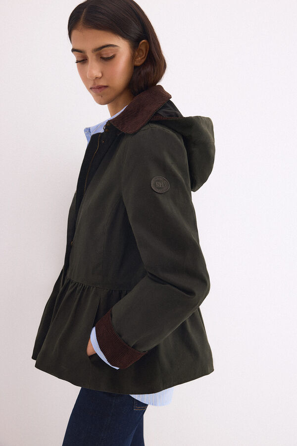 Pedro del Hierro Waxed hooded parka Green