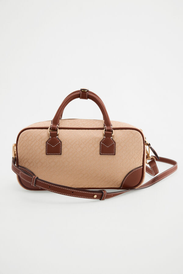 Pedro del Hierro Jacquard logo bowling bag Beige