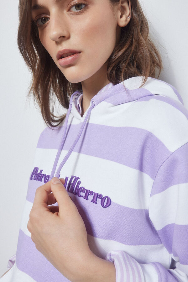 Pedro del Hierro Striped logo hoodie Purple