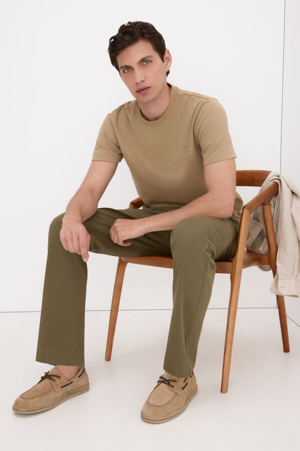 Pedro del Hierro Regular fit structured laced chinos Green
