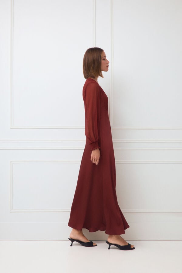 TFP by Tamara Falc&oacute; Combined midi long dress Brown