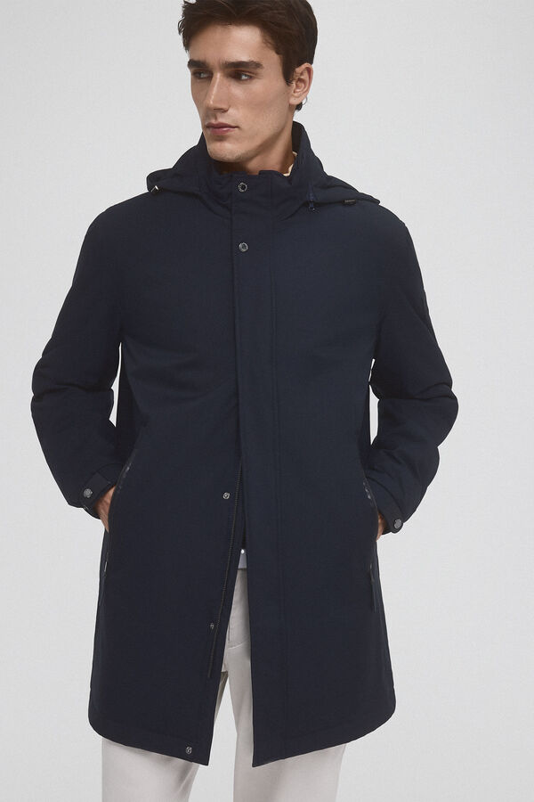 Pedro del Hierro Waterproof raincoat with detachable hood Blue