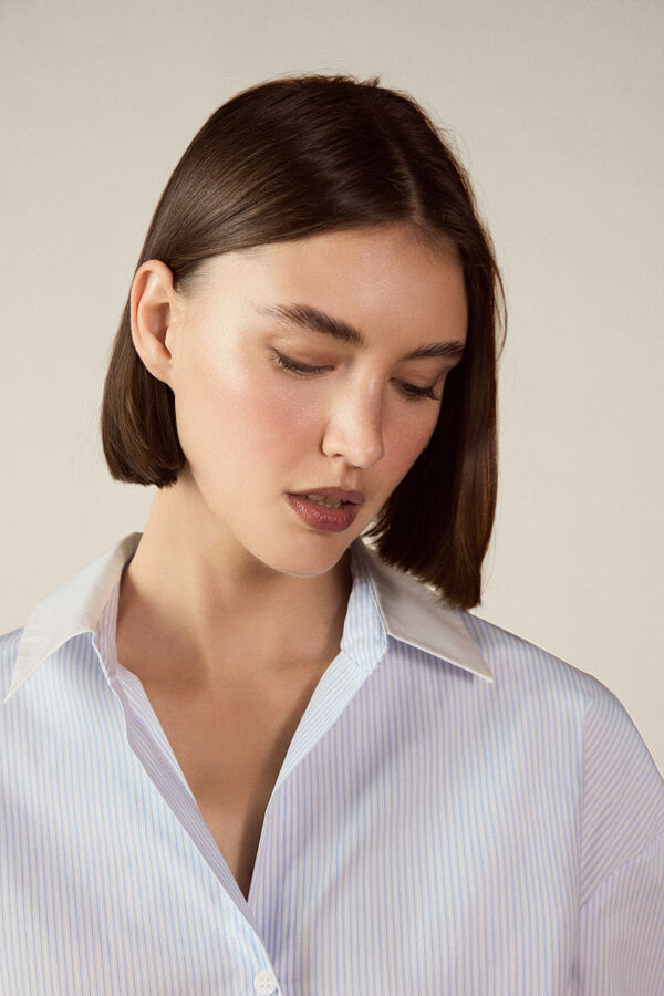 TFP by Tamara Falc&oacute; Poplin combined shirt Blue