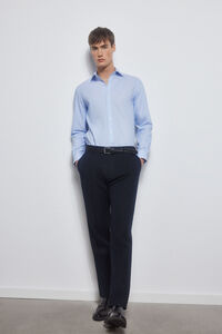 Pedro del Hierro Checked non-iron + stain-resistant dress shirt Blue
