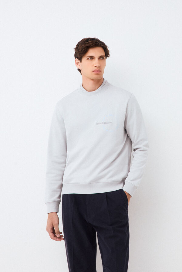Pedro del Hierro Sweatshirt com logo gola caixa Cizento