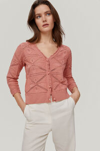 Pedro del Hierro Knit cardigan with flower rosettes Pink