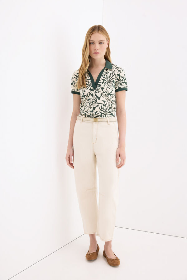 Pedro del Hierro Printed short sleeve polo shirt Green