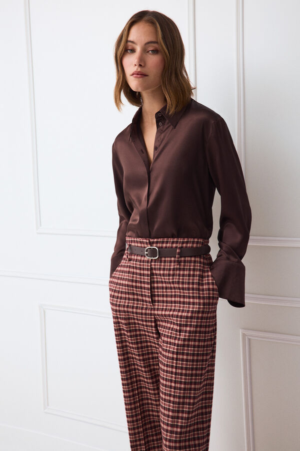 TFP by Tamara Falc&oacute; Plain silk shirt Brown