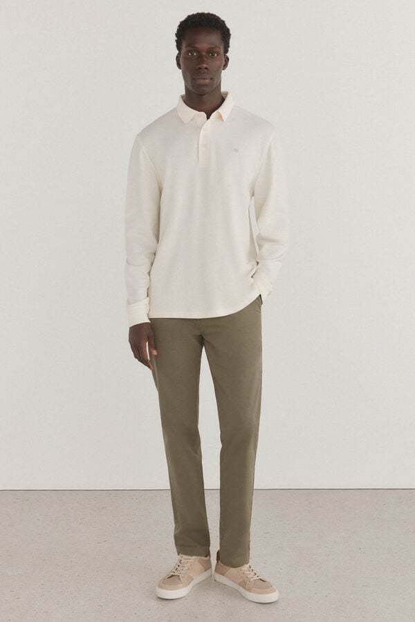 Pedro del Hierro Essential long-sleeved polo shirt Ecru