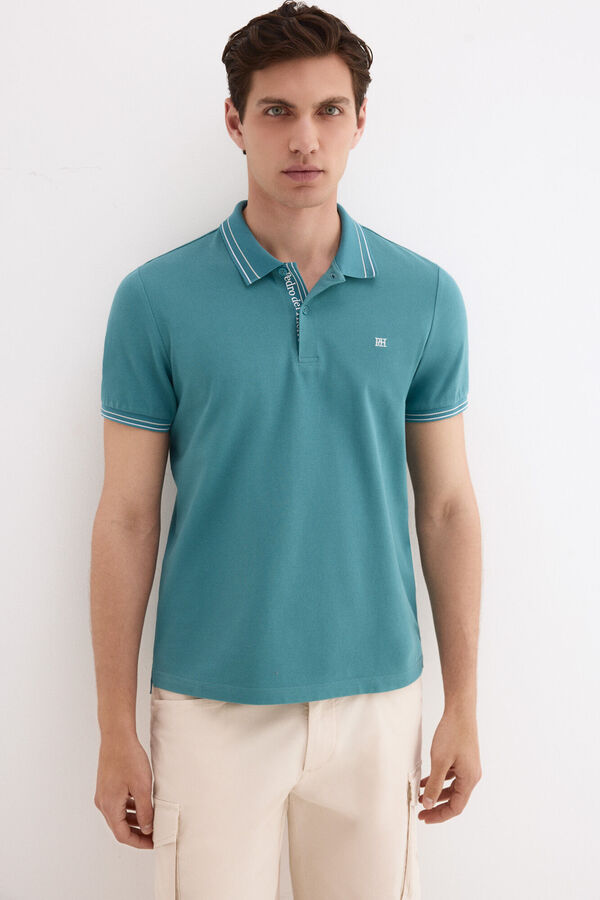 Pedro del Hierro Jacquard polo shirt Turquoise