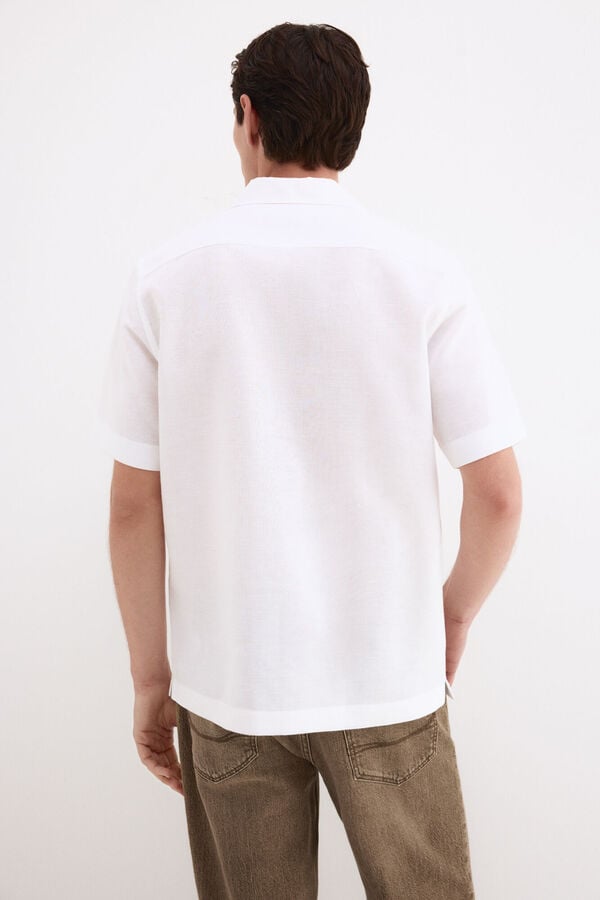 Pedro del Hierro Linen cotton short sleeve shirt White