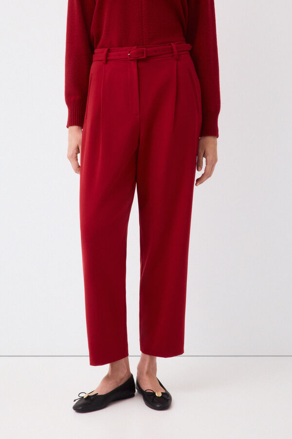 Pedro del Hierro Trousers with belt Red