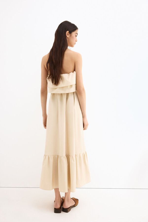 Pedro del Hierro Cotton strapless dress Ecru