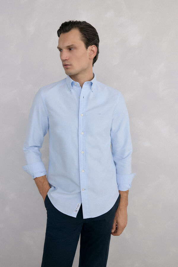 Pedro del Hierro Iconic plain oxford shirt Blue