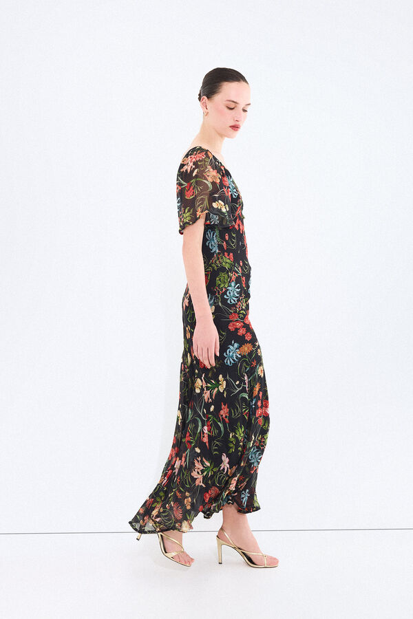 Pedro del Hierro Vestido largo estampado cortes Azul