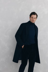 Pedro del Hierro Blue herringbone coat with removable lining 