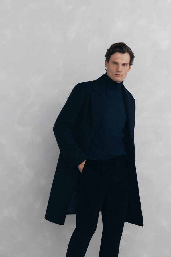 Pedro del Hierro Blue herringbone coat with removable lining  Blue