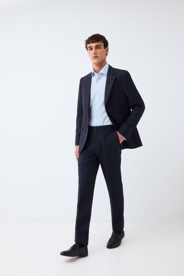 Pedro del Hierro Blue plaid slim fit tailored trousers Blue