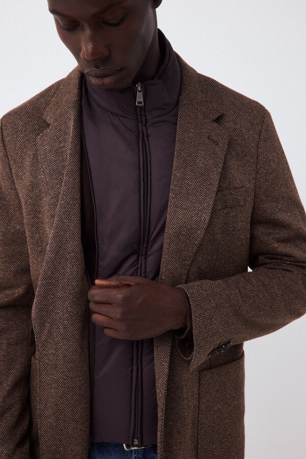 Pedro del Hierro Herringbone knit blazer Brown