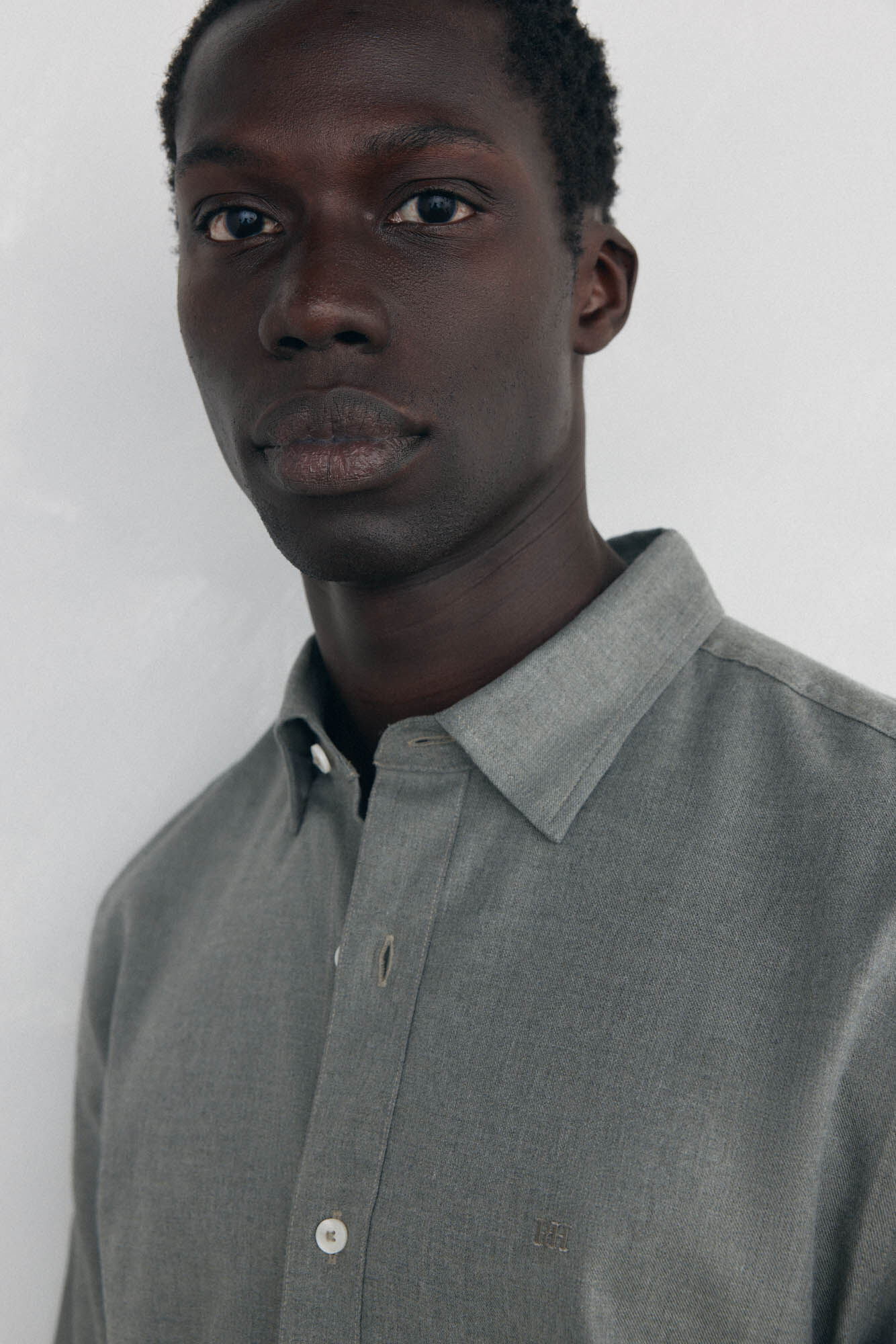 Pedro del Hierro Plain melange Tencel shirt