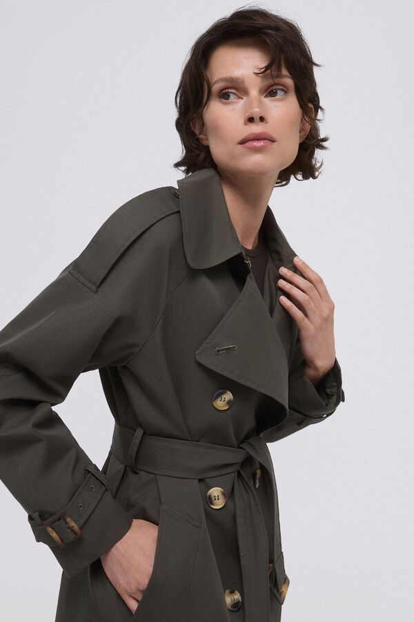 Pedro del Hierro Trench coat longo com cinto Verde