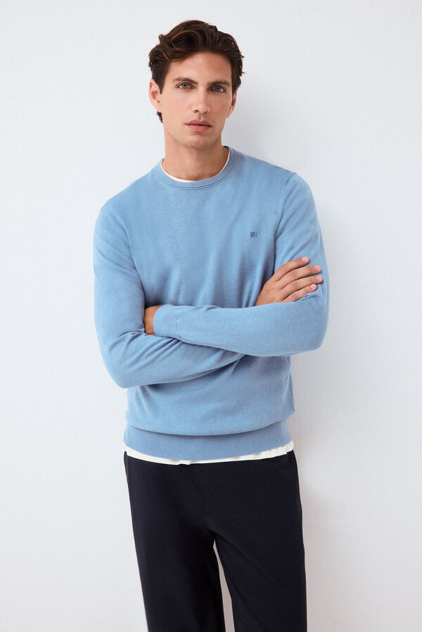 Pedro del Hierro Premium cotton silk cashmere knit jumper Blue
