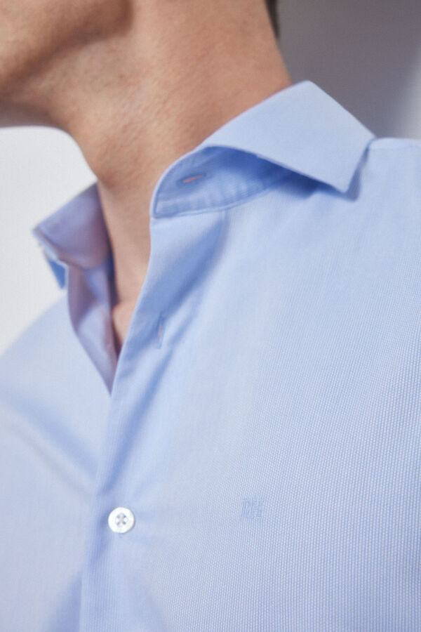 Pedro del Hierro camisa formal lisa estrutura non iron + antimanchas Azul
