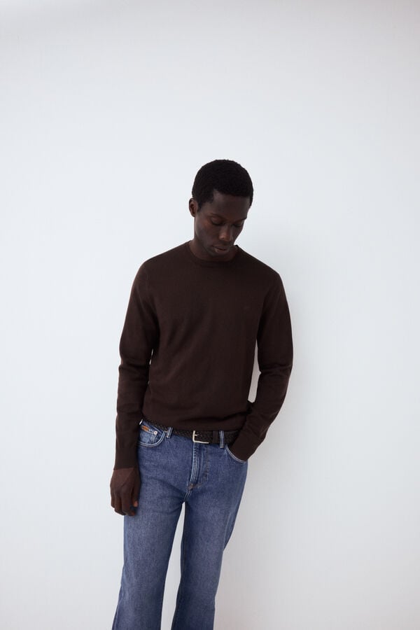Pedro del Hierro Premium cotton silk cashmere knit jumper Brown