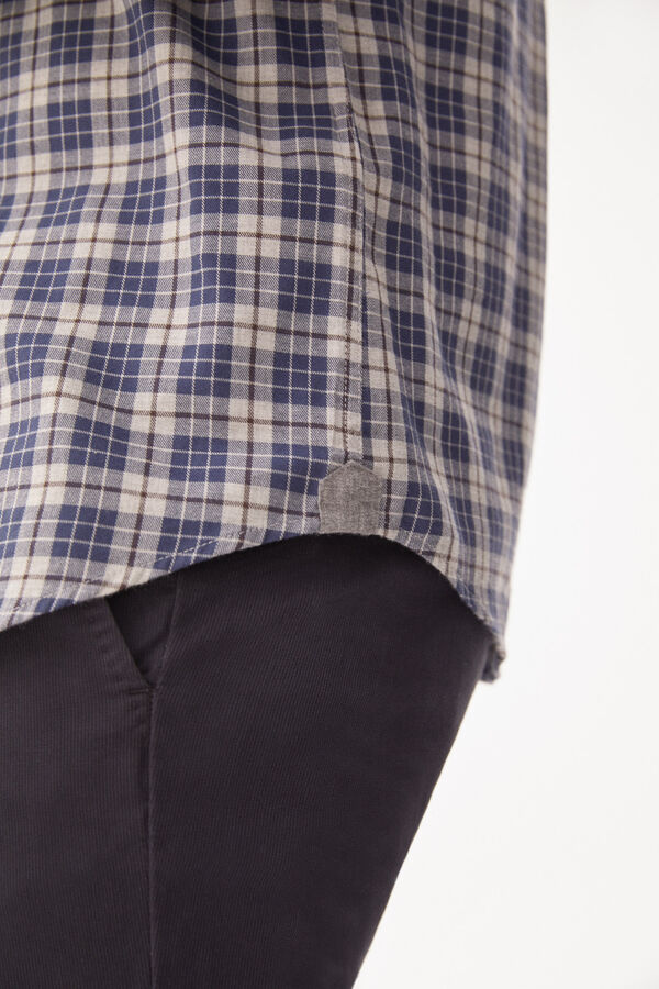 Pedro del Hierro Checked Tencel Modal shirt Blue