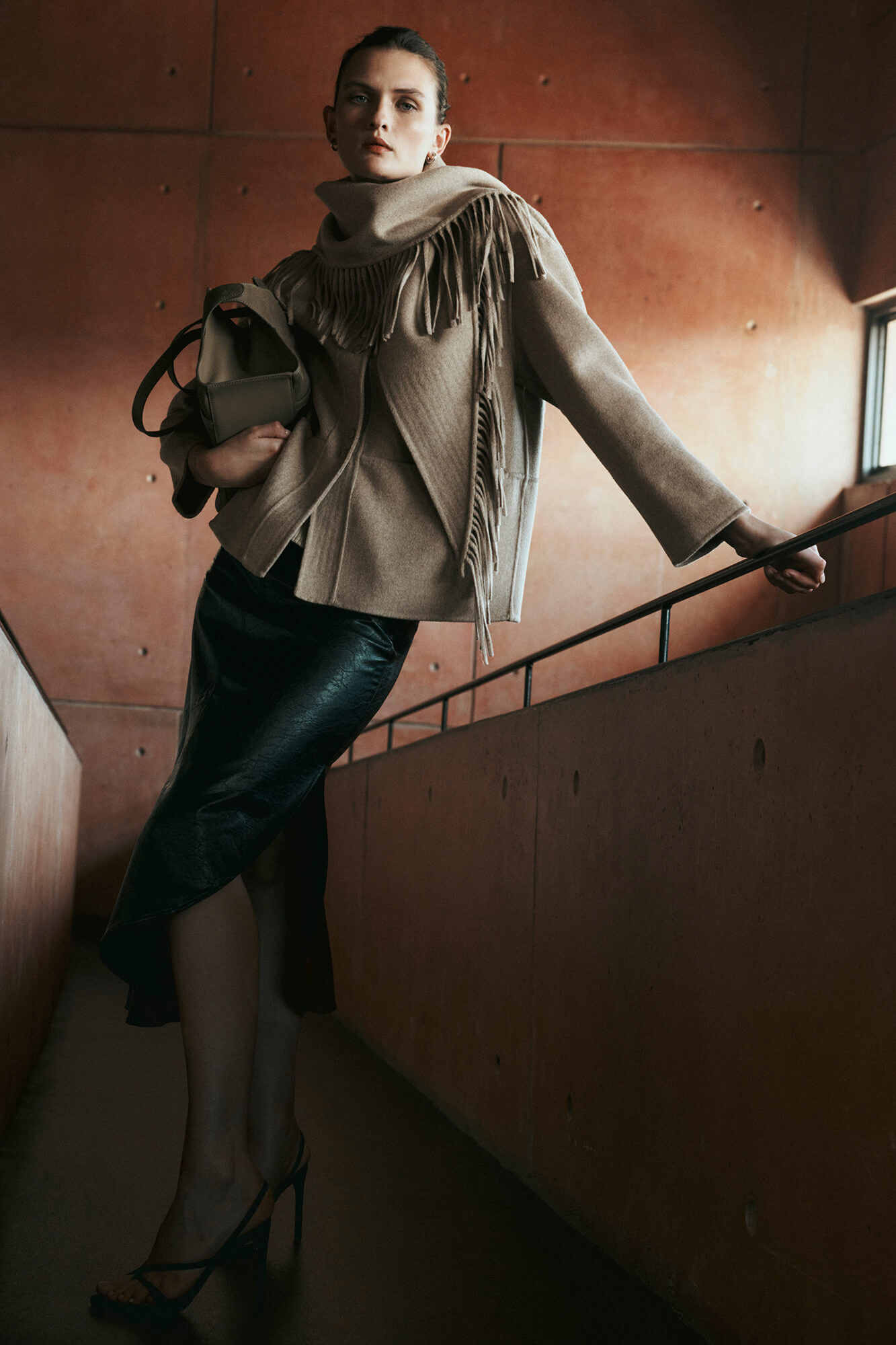 Pedro del Hierro Faux leather asymmetric skirt