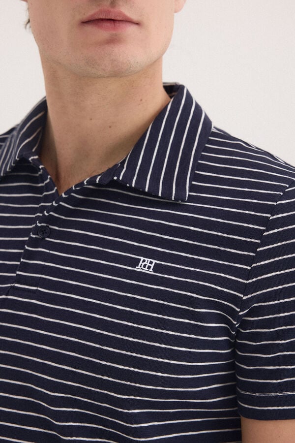 Pedro del Hierro Striped polo shirt Blue
