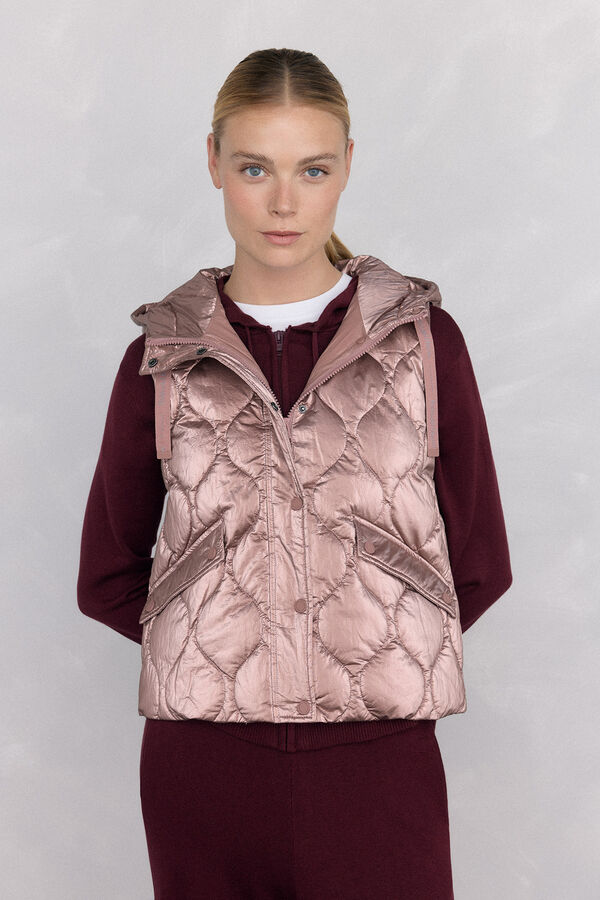 Pedro del Hierro Quilted hooded gilet Pink