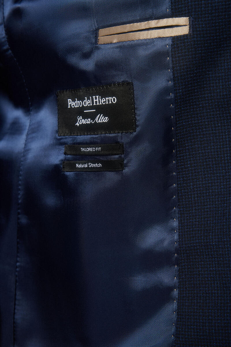 Pedro del Hierro Micro-checked tailored blazer Blue