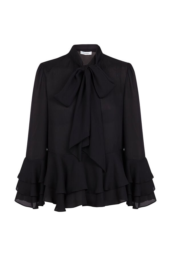 Pedro del Hierro Ruffled blouse with bow Black