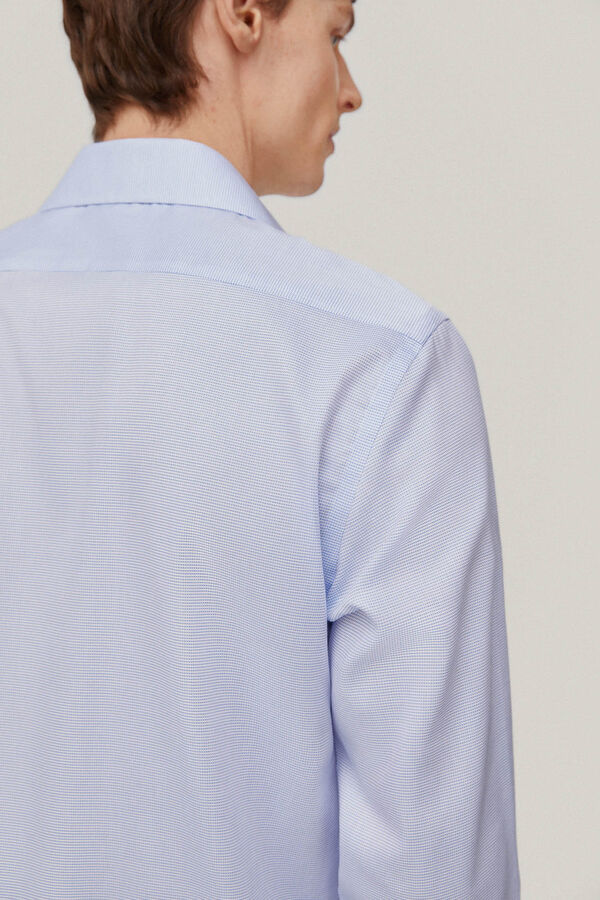 Pedro del Hierro Camisa vestir gemelos estructura lisa non iron + antimanchas Azul