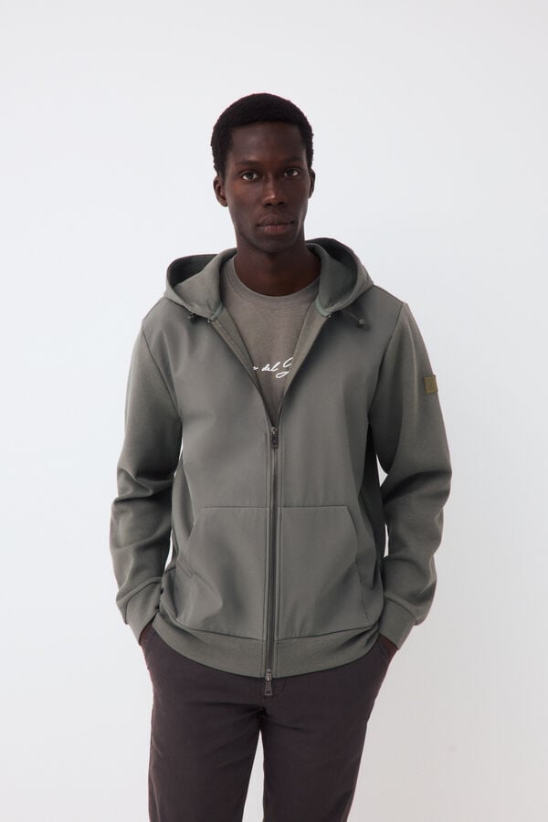 Pedro del Hierro Hooded technical cardigan Green