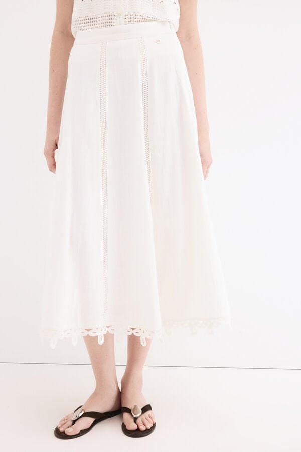 Pedro del Hierro Crochet detail midi skirt White