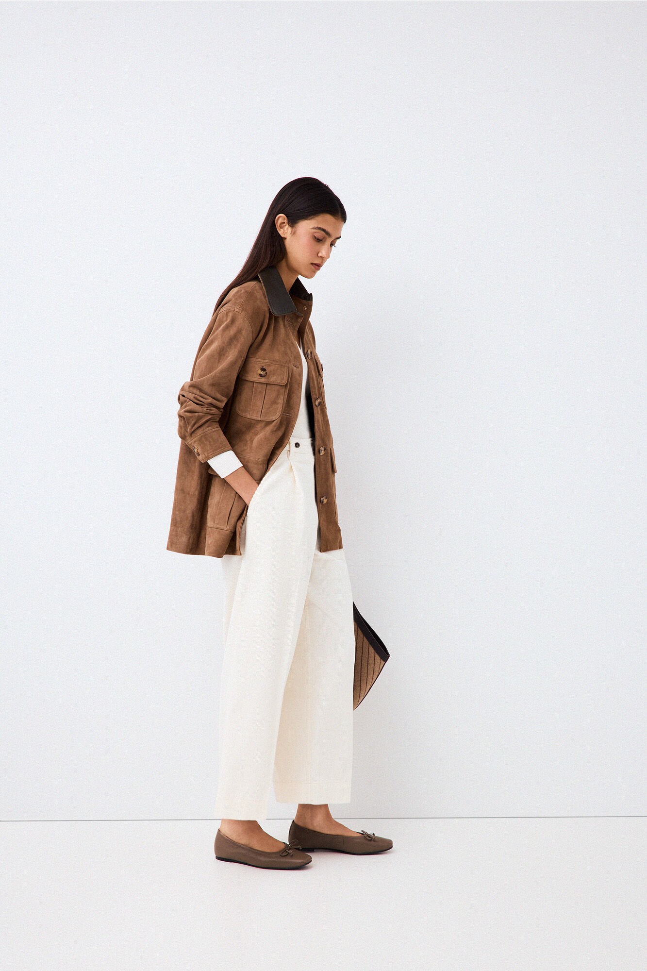 Pedro del Hierro Corduroy wide leg cropped trousers